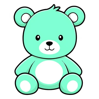 Mint green teddy bear, realistic  sticker