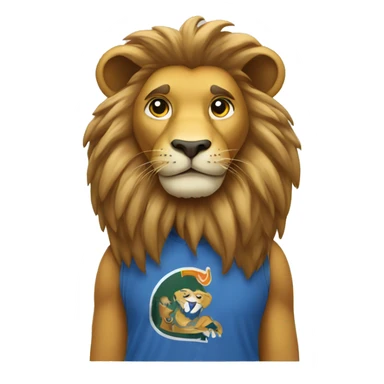 A lion wearing gs tshirt sticker
