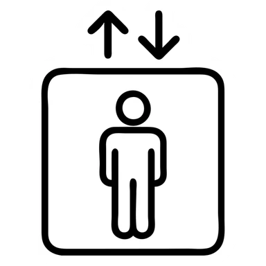 elevator icon with a person inside sticker