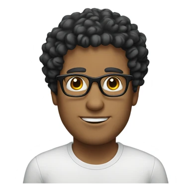 white guy with black curly hair glasses  sticker