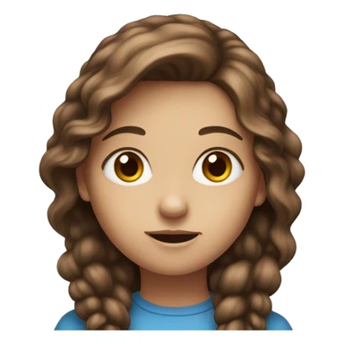 curious girl with brown hair and blue eyes sticker