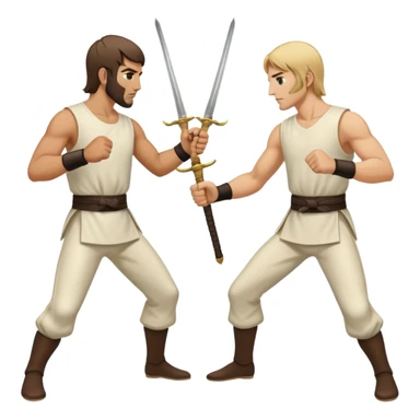 two men fighting a duel with epees sticker