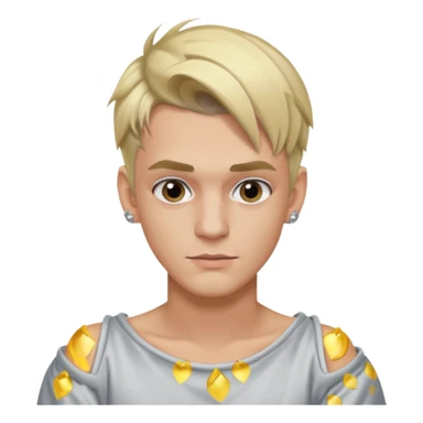 Aaron Carter with blonde hair, silver off-shoulder shirt sticker