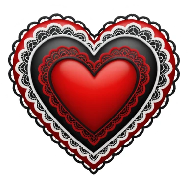 red and black heart with white lace, more black than red sticker