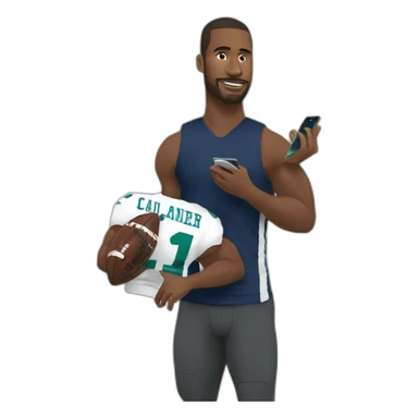 Looking over the shoulder of an NFL player holding his iPhone playing the Wordle game application sticker