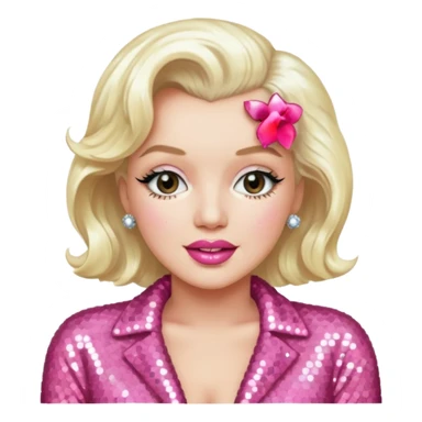 Marilyn Monroe with platinum blonde hair, pink sequin outfit sticker