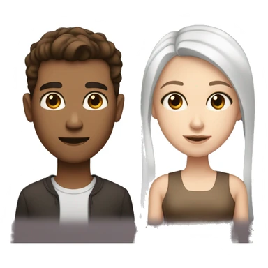 Tall white man with brown hair and blue eyes with shorter brown girl with dark brown hair and eyes sticker