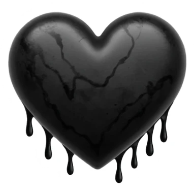 black ink blob heart emoji with ink streaks, isolated on white background, grunge sticker