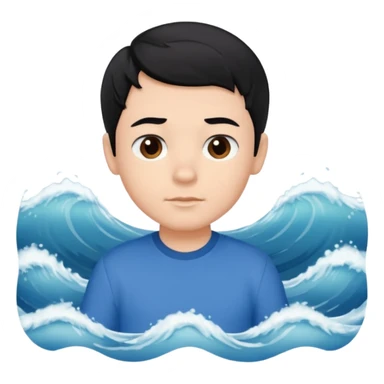 Siyah saçlı saçları öne doğru dalgalı bir şekilde beyaz tenli kahverengi gözlü küçük erkek çocuk sticker