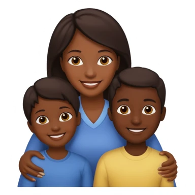 family dark skin one mother 2 children sticker