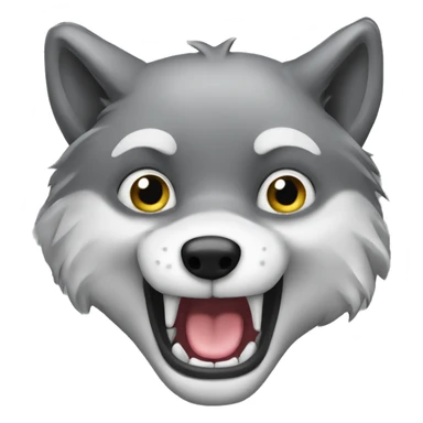 Face of Grey Wolf say hi with hand sticker