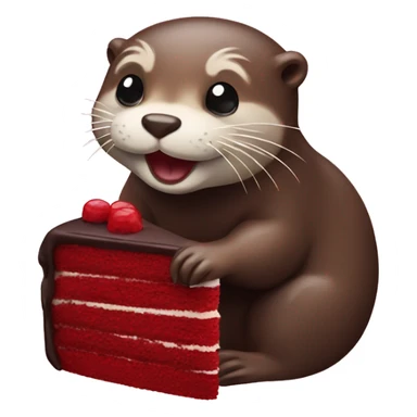 Otter with red velvet cake sticker