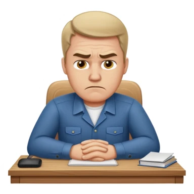 Annoyed worker working at a desk sticker