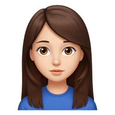 Fille brune raison au milieu cheveux un peu long et yeux marron et peau beige cheveux lisse  sticker