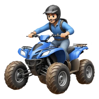 man riding an ATV, dynamic action pose, off-road vehicle, dust trail, 3D cartoon, mobile game icon style, clean background, no text, no watermark

 sticker