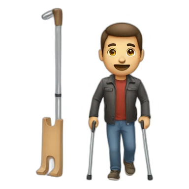 men with crutch sticker