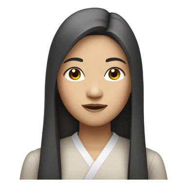 asian girl with long hair with clean girl style  sticker