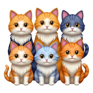 6 cats with different coloured coats sticker