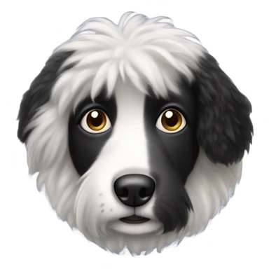 fuzzy black and white dog floppy ears and underbite sticker