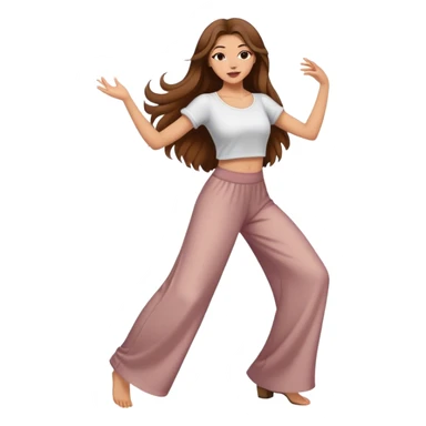 girl with long brown hair dancing in wide pants sticker