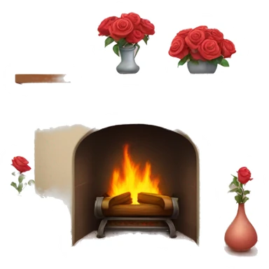 Fireplace with a vase of roses on the mantle sticker