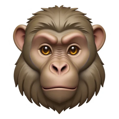 Cinematic Realistic Noble Baboon Portrait Emoji, Poised and commanding, with a robust, muscular build and a richly textured face marked by prominent brows, a powerful jawline, and deep, soulful eyes rendered in natural earthy tones, high shine, intelligent and bold, styled with an air of wild majesty, focused and attentive, soft glowing outline, capturing the essence of a watchful and confident baboon that exudes raw, regal power! sticker