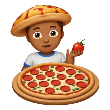 Pizza with a shirt sticker