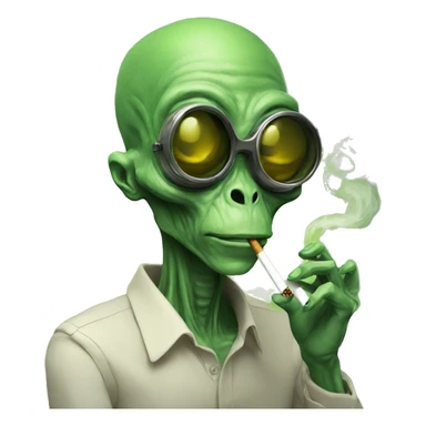 reggae alien smoking a cigarette sticker