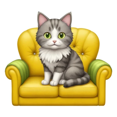 realistic cat in a yellow sofa sticker