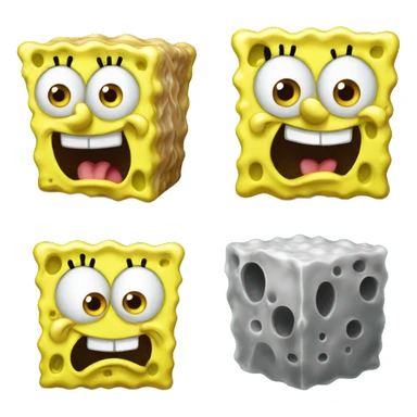 spongebob like an emoji very sharp, apple iOS style,  sticker