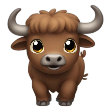cute chibi style flying bison waving his hand  sticker