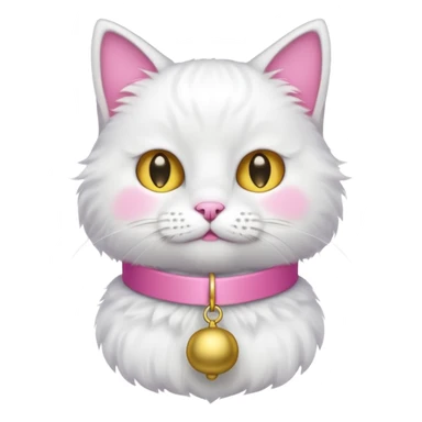 neko with bell pink coller white cat sticker