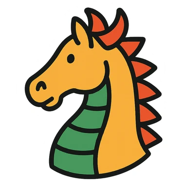color outline icon of a dragon with a horse's head sticker