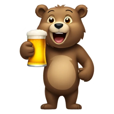 bear holding a beer and smiling sticker