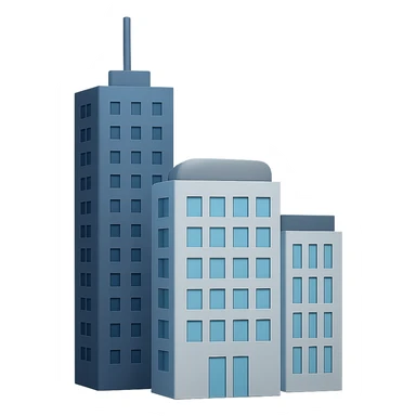 Сгенерируй мне небоскребы в стиле Apple Эмоджи, на пнг фоне (без фона) sticker