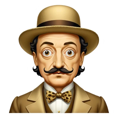 Cinematic Realistic portrait of Salvador Dalí, depicted as a surrealist artist with eccentric, expressive features and his iconic mustache, rendered with vibrant, imaginative lighting and richly detailed period attire that capture his avant-garde essence. sticker