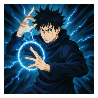 Jujutsu Kaisen sorcerer using technique, anime style sticker