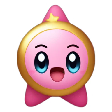 cute happy Kirby holding a golden star sticker