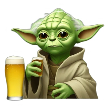 Yoda drinking a beer sticker