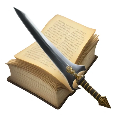 Sword piercing a book sticker