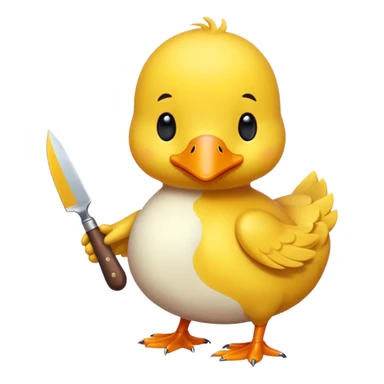 CREA UN PATO AMARILLO KAWAII SOSTENIENDO UN CUCHILLO sticker