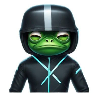 Pepe the frog wearing a Tron mascot, Tron bull, costume sticker