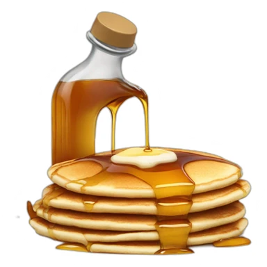 Bottle of maple syrup pouring on pancakes sticker