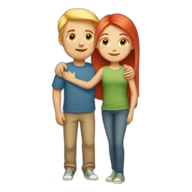 Girl with Red straight hair hugging a boy with blond hair sticker