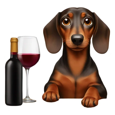 Brown dachshund drinking wine sticker