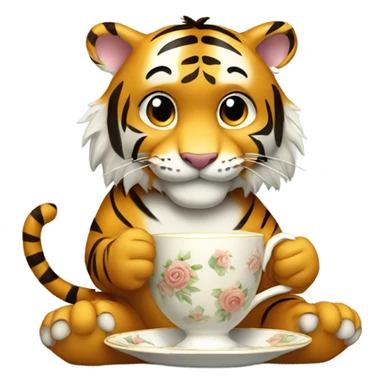Tiger drinking tea sticker