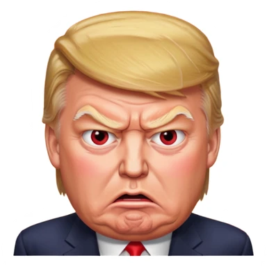 Donald Trump is vey furious. Red with anger. photorealistic sticker