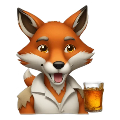 Fox with cigarette and whiskey  sticker