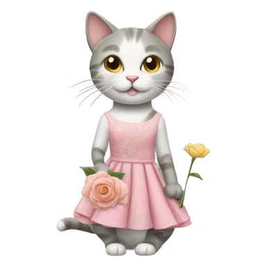Cat with a dress and a flower  sticker