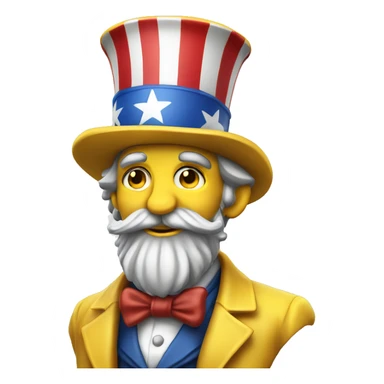uncle sam yellow skin bust striped top hat grey beard sticker